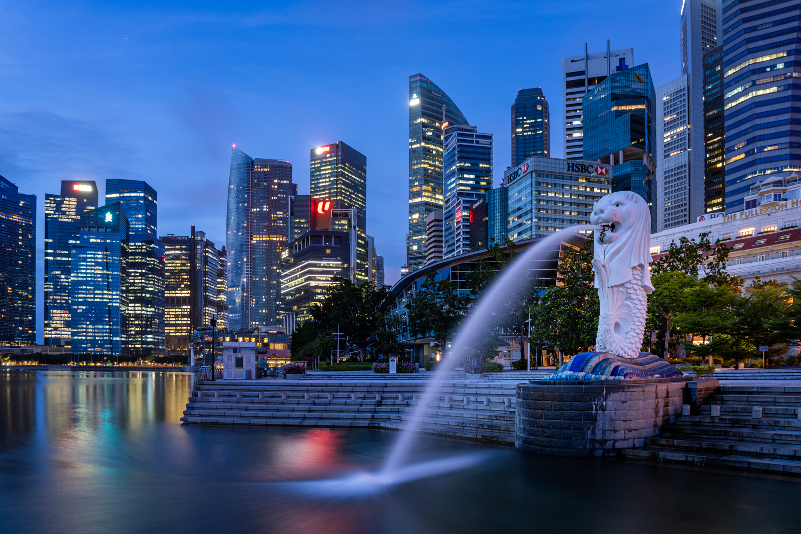 Merlion Park i biznesowa dzielnica Singapur